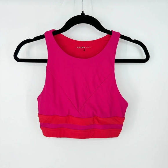 VAARA Red/Pink Athletic Sleeveless Pattern Sports Bra - Picture 1 of 5